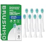 Brushmo Total Clean Replacement Toothbrush Heads, Compatible with Philips Sonicare Click-on Electric Toothbrush Handles, 8 Compact Heads for Hard-to-Reach Areas, Soft Dupont Bristles, BM628, White