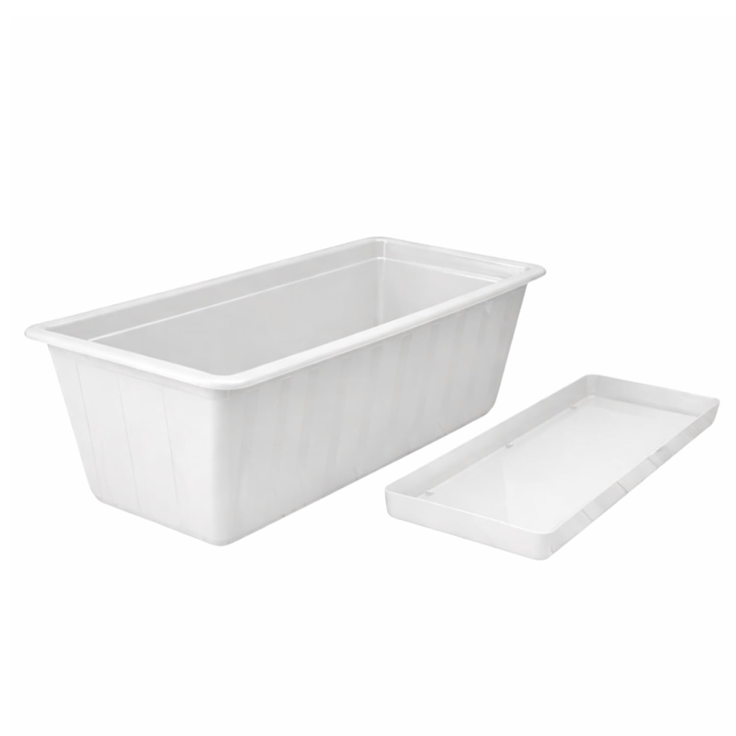 Window Box Flowerpot Planter Rectangle Saucer Long Plastic Pot Indoor Outdoor Classic Lightweight Rectangular (White, L60cm x W18cm x H14cm)