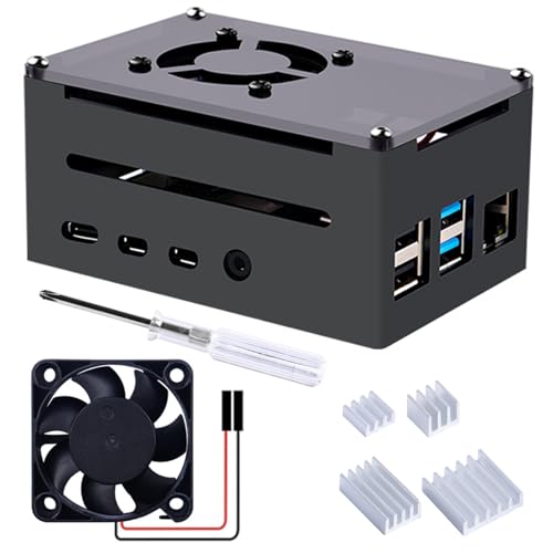 GeeekPi Case for Raspberry Pi 4, Pi 4 Aluminum Case with Fan, Pi 4 Heatsink for Raspberry Pi 4 Model B, High Case Supports POE Hat