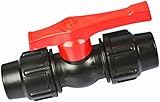 Válvula de bola de agua de plástico, conector de tubería de válvula de bola de PE, 1 conector de válvula rápida de tubería de agua de plástico, accesorios de válvulas de bola de tubo de PE de(Black,50