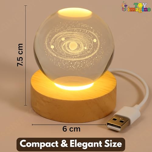 Image of Toy Imagine 3D Crystal Ball Night Lamp, Moon & Galaxy Theme Bedroom Decor Light, Acrylic Sphere Decorative Small Lamp for Kids, Women & Gift Ideas, 24 Designs Assorted