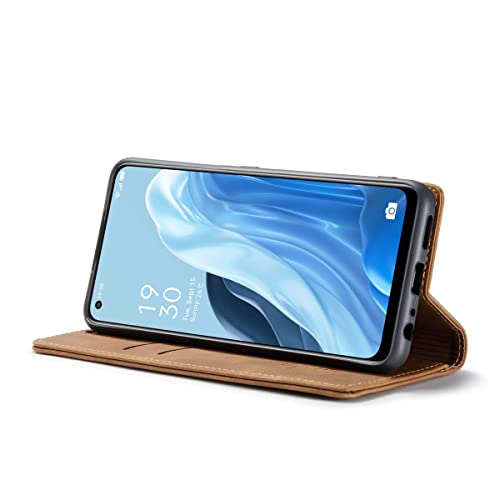 mvced Premium PU Leather Case Flip Wallet Phone Cover with Kickstand Card Slots TPU Shell Compatible with OPPO Reno 8 4G (6.43 inch),Brown - Image 3