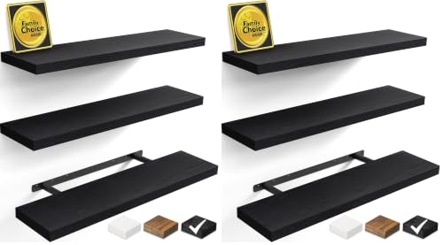 Image of BAYKA Black Floating Shelves 35.4in, Set of 3, Wall Mounted for Wall Decor (Pack of 2)