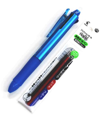 Pilot Frixion Ball 3 3 Color Gel Ink Multi Pen,fine Point -0.5mm-black/blue/red Inks Light Blue Body &3 Colors Gel Ink Pens Refills Value Set