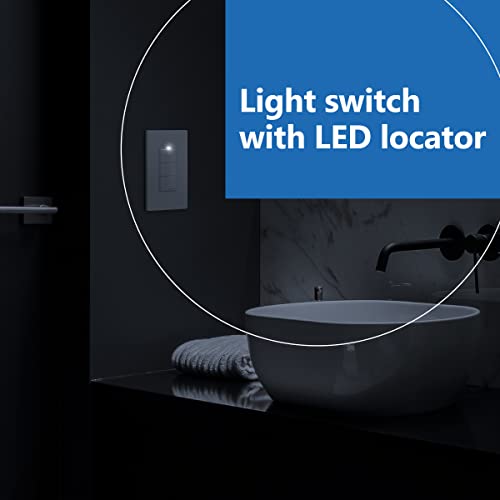 Image of LIDER Minimalist Design Lighted Triple Switch, Combination Frameless Decorator Switch with Locator Light, Ground Terminal, Single Pole, 15A 120-277V, LCS3-1P-W, UL Listed, Thermoplastic, Matte White