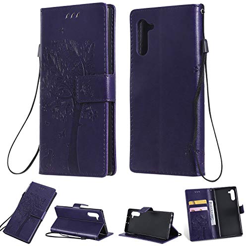 nancencen - Carcasa compatible con Samsung Galaxy Note 10 / Note10 5G (piel sintética, tarjetero), color morado