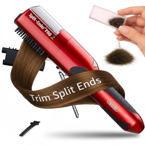 Split-Ender Pro 2 - Original Professional Beauty Tool - Cordless Split End Hair Trimmer for Damaged, Dry, Brittle, Frizzy, Curly or Straight Hair (Red)