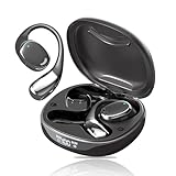 ワイヤレスイヤホン【2025年業界高水準 オープンイヤーイヤホン】業界トップ Hi-Fi音質Bluetooth5.49 瞬時接続 ブルートゥースイヤホン 最大60時間再生 骨伝導イヤホンの革新 耳掛け式 耳を塞がない 空気伝導earphone マイク付き Type-C急速充電 超軽量 LED ディスプレイ残量表示 両耳 片耳 IPX7防水 通勤/スポーツ (ブラック)
