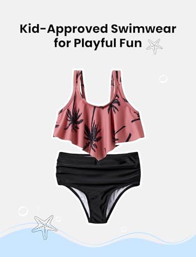 Image of PATPAT Family Matching Swimsuits Two Piece Hawaiian Tropical Beach Bikini and Swim Trunks Set Mommy and Me Bathing Suits