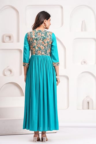 Image of Dhruvi Women's Rayon Anarkali Maternity Dress & Feeding Kurti with Zippers