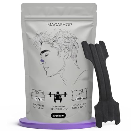 MAGASHOP® Tiras Nasales Deportivas PREMIUM Antirronquidos, 30 Piezas, Color Negro, Material Transpirable, Nasal Strips Dormir, Tiritas de Nariz que Mejoran la Respiración y Reducen la Congestión Nasal