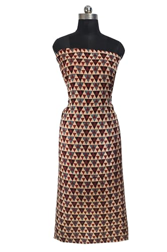 Image of Ethnics of Kutch Womens's Ajrakh Modal Silk Natural Dye Hand Block Print Unstitched Kurta Fabric