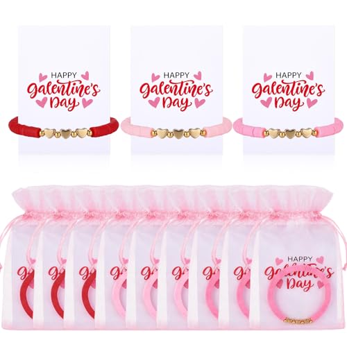Cunno 36 Pcs Friendship Bracelets Gift Set Include Colorful Clay Bead Heart Bracelet Galentines Day...