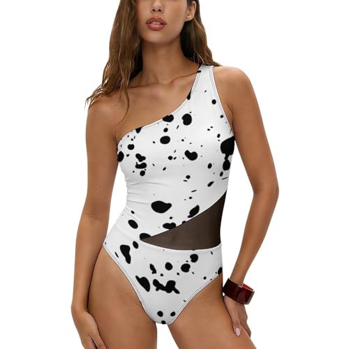asbwuo Maillots de Bain Femme à Motif dalmatiens, Maillots de Bain asymétriques en Maille Amincissante