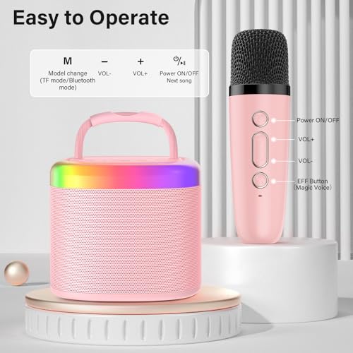 HWWR Kids Karaoke Machine: Mini Karaoke Machine with Microphone for Home Party, Kids Christmas Halloween Birthday Gifts, Music Toys for Girls Boys Teen Age 3, 4, 5, 6, 7, 8, 9, 10, 11, 12+