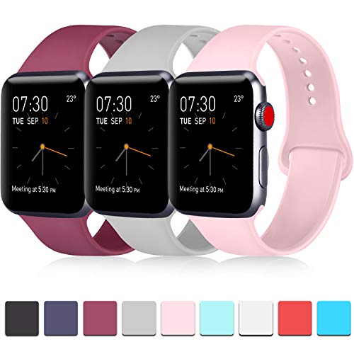 ATUP Pack 3 Compatible with iWatch Band for Men, Soft Silicone Band Compatible