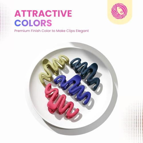 Image of Colorful Hair Claw Clips for Women and Girls | Aesthetic Clutcher Mix Color (6 pc)