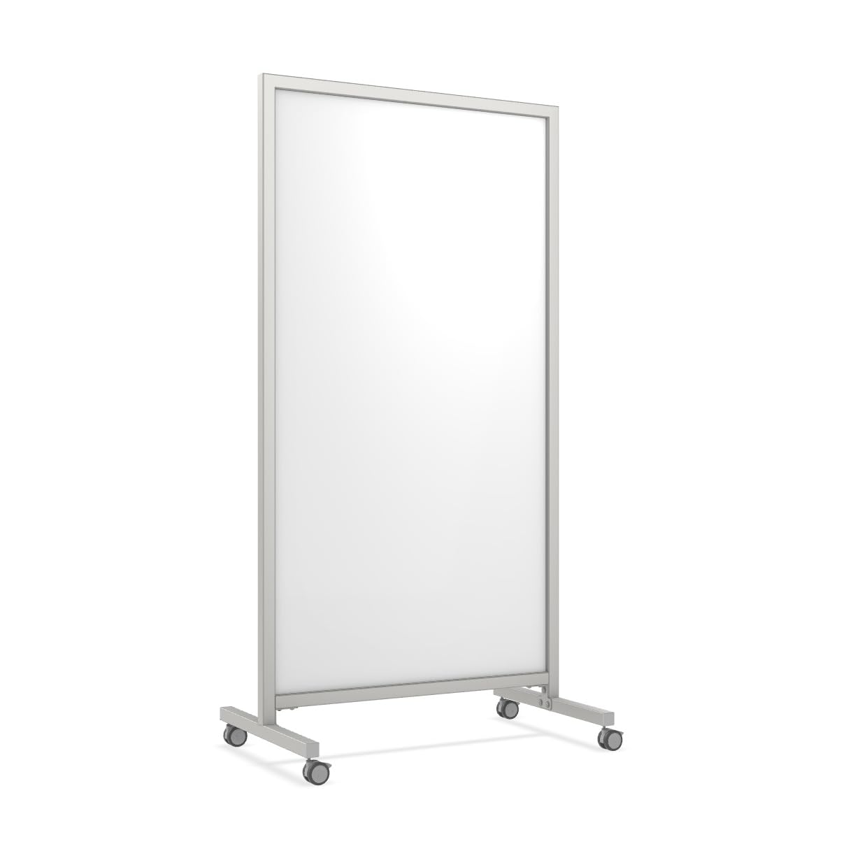 Ghent EZ Mobile Glassboard, Aluminum Frame, Magnetic, 75" H x 38" W, White