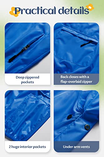 Image of CREATMO US Boys Girls Rain Coat Kids Reflective Cycling Jacket Waterproof Packable Children Windbreaker With Removable Hood
