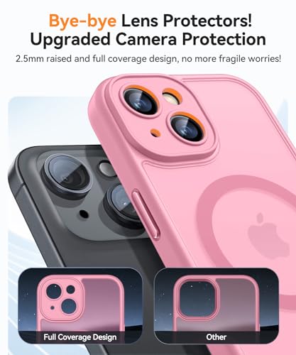Image of CANSHN Magnetic for iPhone 15 Plus Case, Upgraded [Full Camera Protection] [Compatible with Magsafe] [Translucent Matte] Shockproof Protective Phone Case for iPhone 15 Plus 6.7 inch - Pink