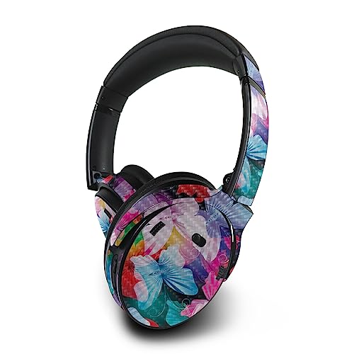 Image of MightySkins Carbon Fiber Skin Compatible with Bose QuietComfort 45 Headphones Prismatic Butterflies | Protective, Durable Textured Carbon Fiber Finish | Easy to Apply