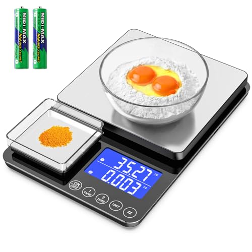 KKZ 0.001oz/33lb Kitchen Scale, Dual Platform Food Scale Grams an...