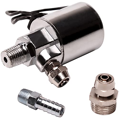 FARBIN Air Horn Solenoid Valve 1/4' NPT 12V/24V universally Electric Air Valve (Solenoid) for Train Air Horn Chrome Plated Metal Housing (Solenoid Valve, 12V/24V)