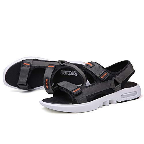 Xingyue Aile Slippers & Sandalen Zomer Outdoor Ademende Strand Sandalen Voor Mannen, Open teen Mode Wandelen Wandelen Vlakke Sandalen Doek Haak & Loop Band Anti-Slip Schoenen ( Kleur: Zwart , Maat : 40 EU ) - Afbeelding 7