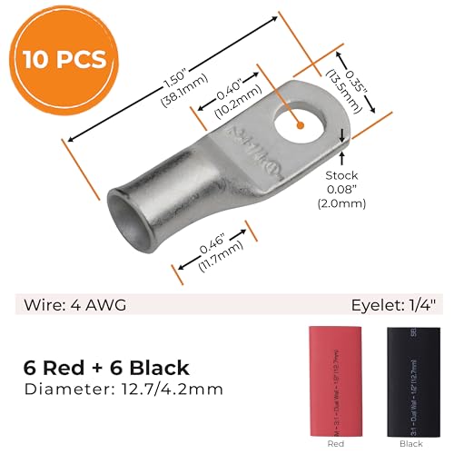 image for SELTERM 10pcs - 4 Awg - 1/4