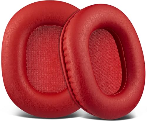 Image of SOULWIT Earpads Replacement for Audio Technica ATH M50X M50XBT M50RD M40X M30X M20X MSR7 SX1 Monitor Headphones, Ear Pads Cushions with Softer Protein Leather, High-Density Foam - Red