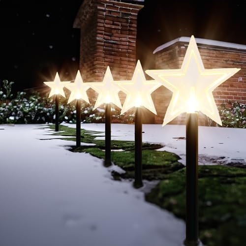 GloBrite 5 Pack Star Garden Christmas Lights – LED Outdoor Christmas Decorations, Battery Powered 39cm Stakes - IP44 Waterproof Decorations & Ornaments for Garden & Pathways - Image 6