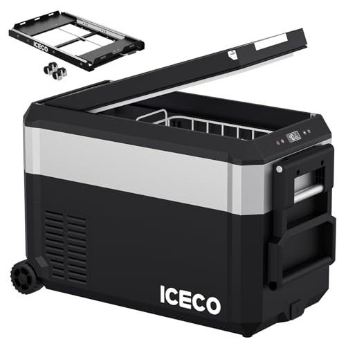 ICECO JP40 Pro 12 Volt Refrigerator Powered by SECOP, Portable Fridge With Multi-Directional Lid, -4°F to 68°F, DC 12/24V, AC 110/240V, For Truck, RV, Car, With Slide Mount