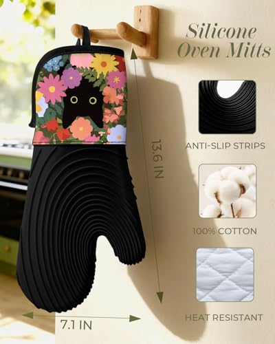 Gants de cuisine en silicone imperméables avec coton doux