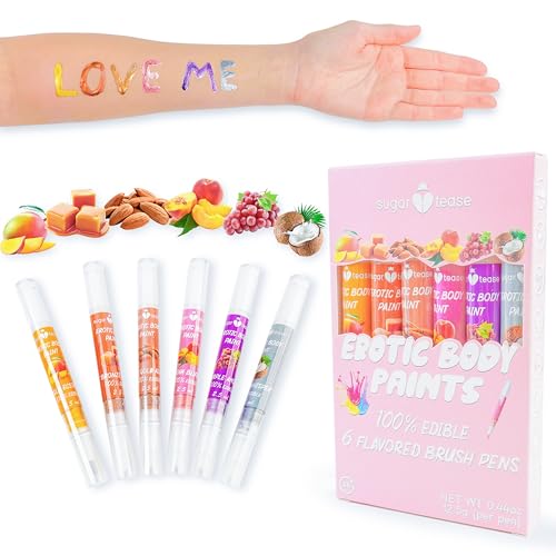 Edible Flavored Body Paints Erotic Intimate Lickable Brush Pens for Couples & Adults Sensual Exclusive Colors(6 pack)