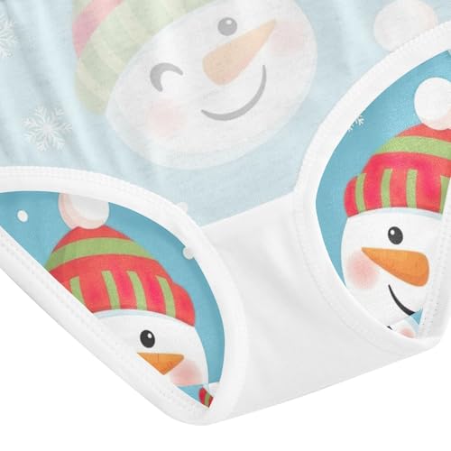 Cute Snowman Blue Girl Panties, Toddler Girl Panties, Cotton Underwear for Girls, 2–8 Years4