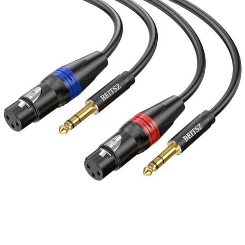 BEITSZ XLR Buchse auf 6 35 mm TRS Kabel 1/4 Zoll Klinke auf XLR Female Kabel für Mikrofone Aktive Lautsprecher Bühne DJ Studio Audio-Konsole (1M 2Pack)