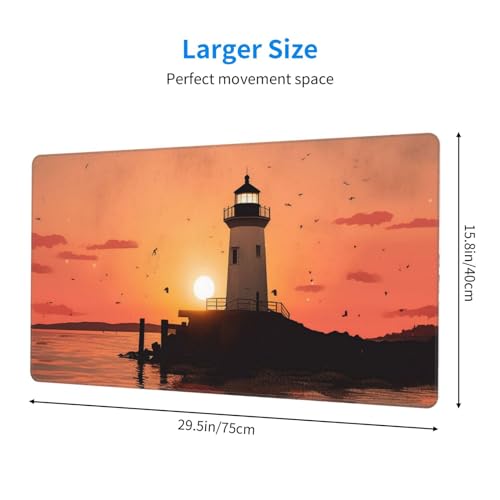 Grand tapis de souris de jeu 75x41cm motif phare pour bureau et clavier d'ordinateur
