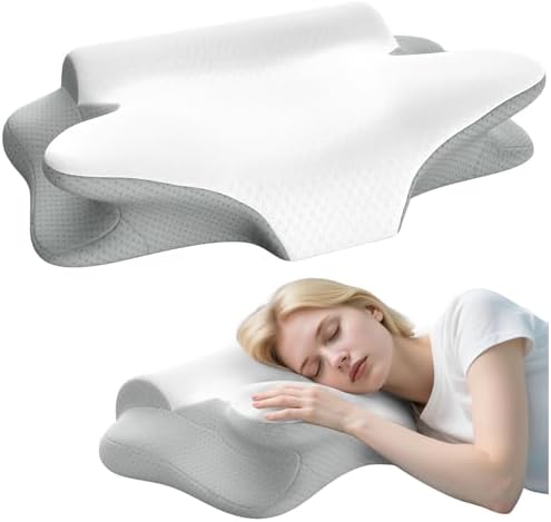 Orthopedic Cervical Pillow for Neck Pain Relief,2-in-1 Contour Memory Foam Pillow,Ergonomic Cervical Spine Support Pillow for Side,Back,Stomach Sleepers,Oeko-TEX & CertiPUR-US Double Certification