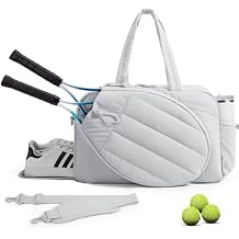 Pickleball,Tennis Racket Bag,Gym Bag for Women,Man. Quilted, Holds 2 Rackets with Shoe Compartment. Sport Bag for Gym, Court, Travel Duffle Bag