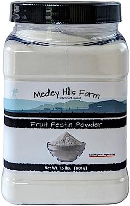 Medley Hills Farm Fruit pectin Powder 1.5 Lbs. in Reusable Container - Premium Fruit pectin for canning jam or Jellies - 100% Natural & Vegan - Made in USA