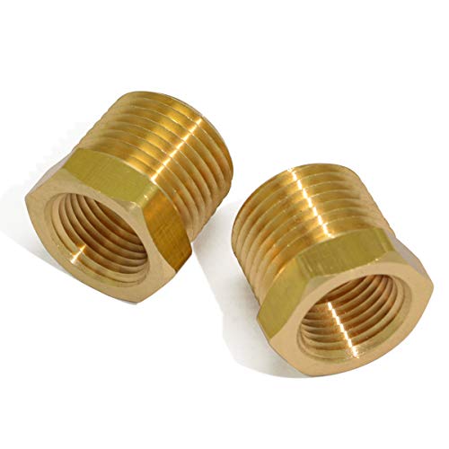 KOOTANS 4pcs Heavy Duty 1/2 NPT Male Thread to 3/8 NPT Female Thread Brass Reducer Hex Bushing Brass Fitting Pipe Hose Tube Adapter Convert - Thumbnail 7