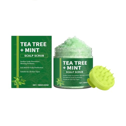 Exfoliante Con Aceite De Árbol De Té Y Menta,Exfoliante Para El Cuero Cabelludo,Limpieza Suave,Contiene Un Peine Des Masaje,100G*1PC
