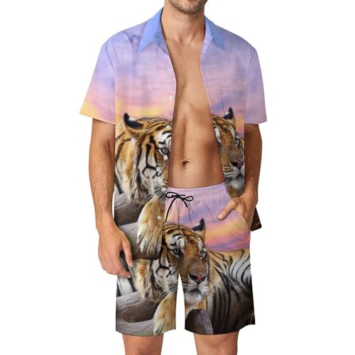 Chemise Hawaïenne Homme Ensemble Short Pantalon Plage Été Pensif S