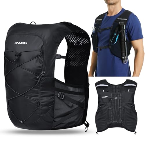 OndaCore Mochila de hidratación de 5l, Ultraligera, Mochila para Correr, Hombre y Mujer, multifunción, Correr, maratón, Ciclismo, Jogging, Trail Running(Negro, L)