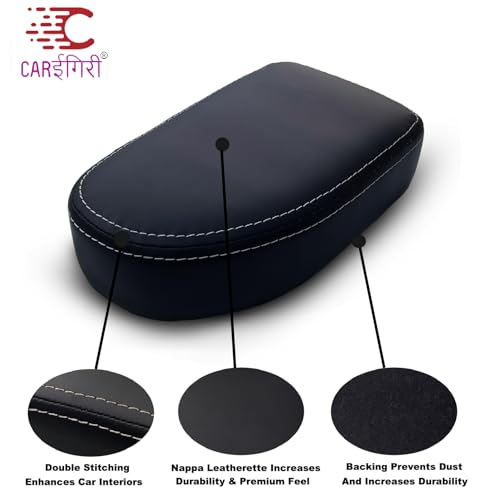 Image of Carigiri OEM Type Small Size Armrest For Tata Nexon /Nexon Ev /Nexon Ev Max /Nexon Facelift /Punch Ev Adventure (Double Stitching,Nappa Leatherette)(All Models & Variants) (Small)