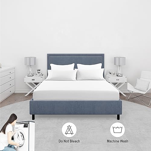 Comfy Nights King Fitted Sheet MicroFibre Plain Dyed Easy Care Soft Brushed Micorfiber Fitted Sheet (White, King) - Image 4