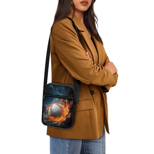 Soccer Baseball Fire Art Design Small Crossbody Bags Satchel Messenger Bag for Men4