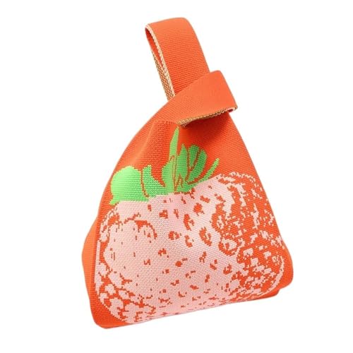 Handmade Knit Handbag Women Mini Knot Wrist-Bag Female Casual Color Wide Stripe Plaid Tote Bag Reusable Shopping Bag(Color-37)