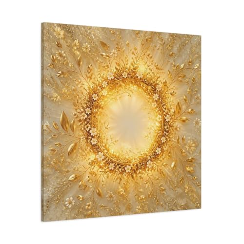 Toile or couronne florale 90x90cm pour habiller un grand mur vide