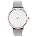 WRISTOLOGY Olivia Womens Rose Gold Scallop Wrist Watch Grey Leather Band